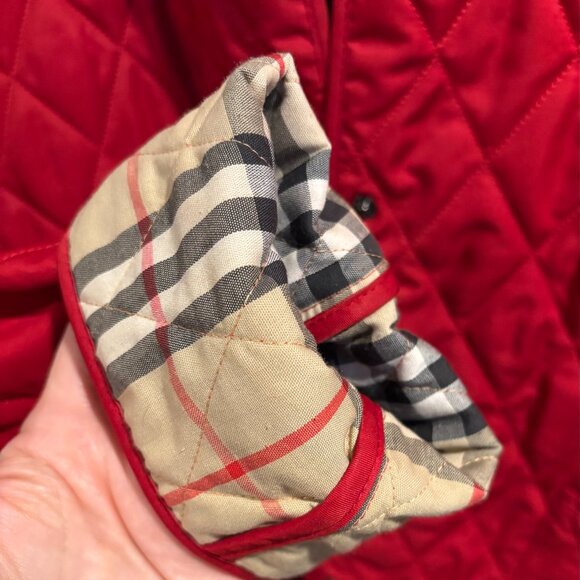 Burberry London Nova Check Lined Diamond Quilted Jacket Red Size S EUC - Picture 4 of 6